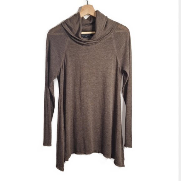 Alice + Olivia Base Sweater Brown Cowl Neck Knit Tunic Long Sleeve Size Small - Picture 2 of 9